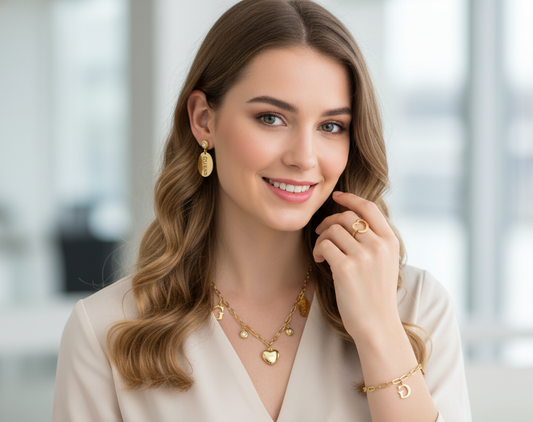 Padlock & Key Chain Jewelry Set – Necklace, Bracelet, Ring & Earrings